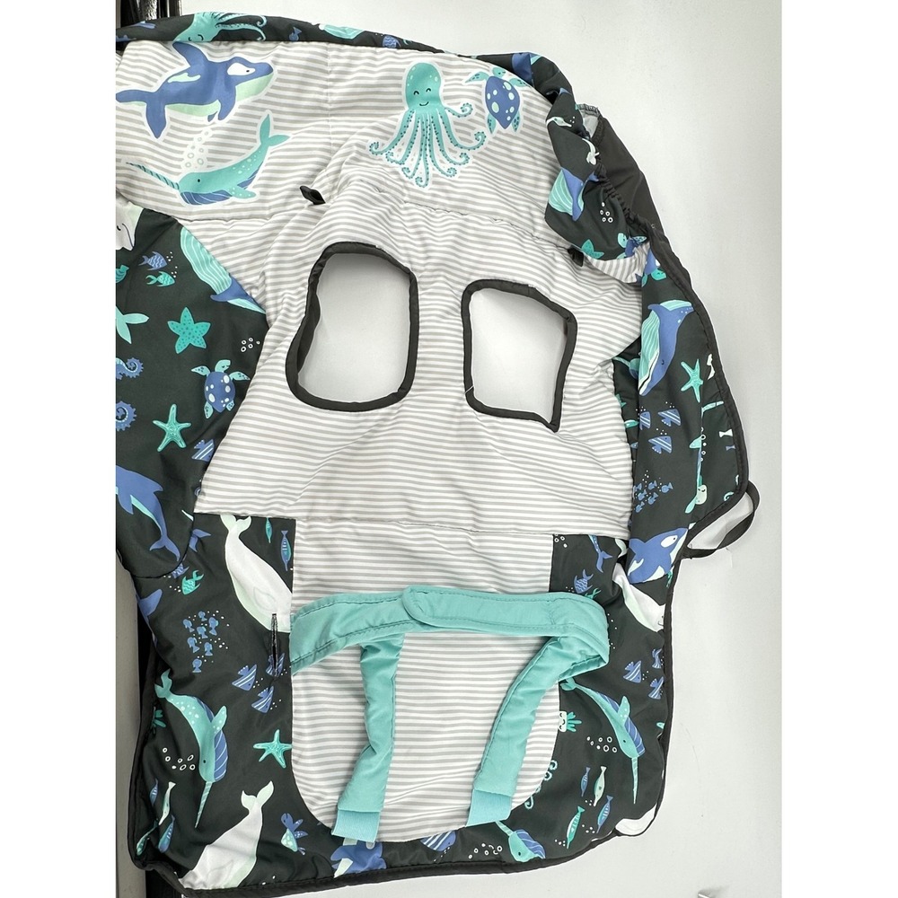 Goldbug Shopping Cart Cover Kids Gray Sea Life Nautical Narwhal Whale